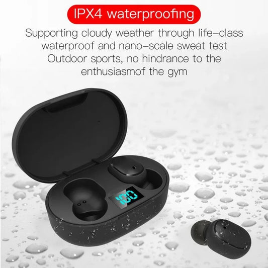 Wireless Bluetooth Headset Waterproof Noise Cancelling LED Earbuds with Mic Wireless