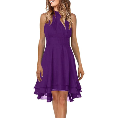 Solid Color Sexy Off-Shoulder Sleeveless Dress