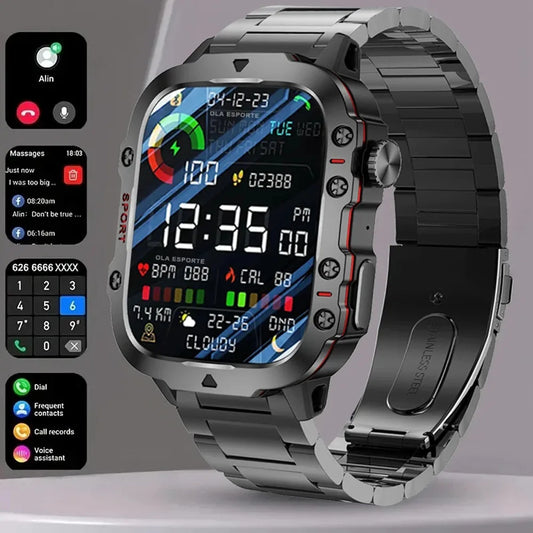 Military Smart Watch Men Outdoor Sports Fitness Tracker