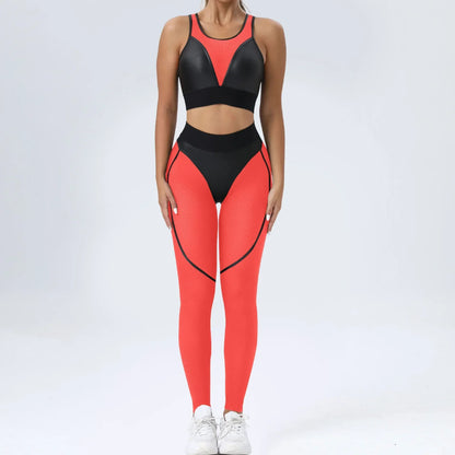 Patchwork Suit for Fitness Elastic Breathable Sport Set