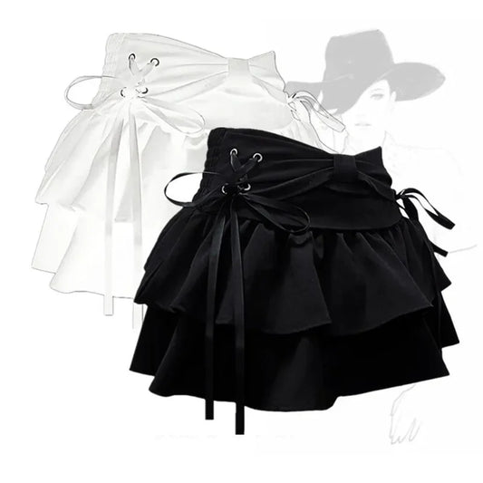 t Kawaii Bow Vintage A-line Gothic Mini Denim Skirts