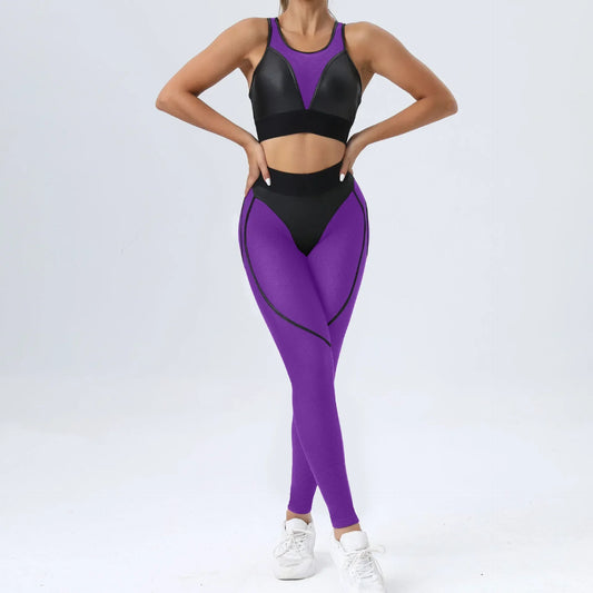 Patchwork Suit for Fitness Elastic Breathable Sport Set