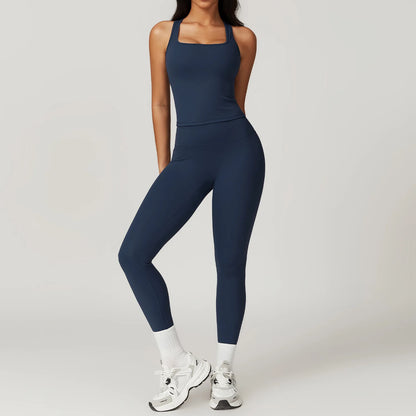 Yoga Sets 2 piece Seamless Leggings Tank Shorts Suit
