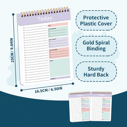 To Do List Notepad - 104 Pages Double-Sided 52 Sheets Daily Undated Planner Notebook