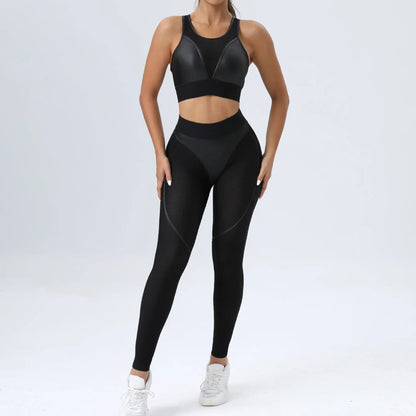 Patchwork Suit for Fitness Elastic Breathable Sport Set