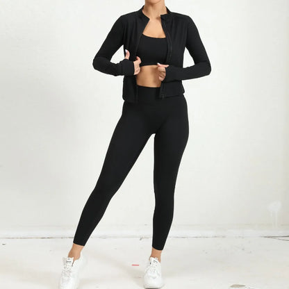 2 Pcs Gym Set  Jacket With Matching Leggings