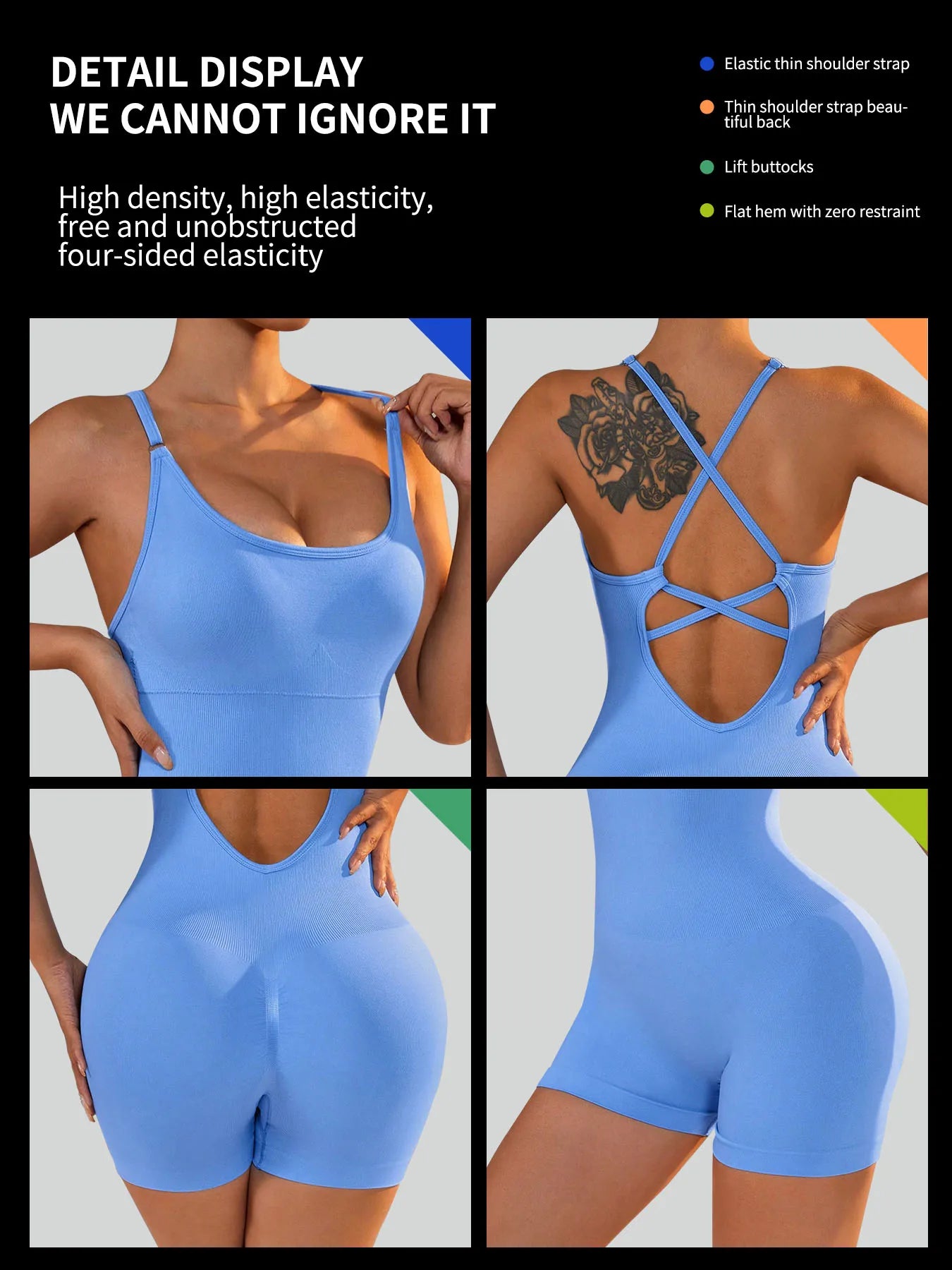 One-Piece Yoga Jumpsuit Skinny Short