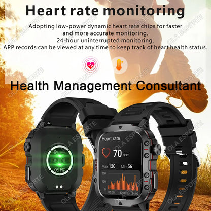 Military Smart Watch Men Outdoor Sports Fitness Tracker