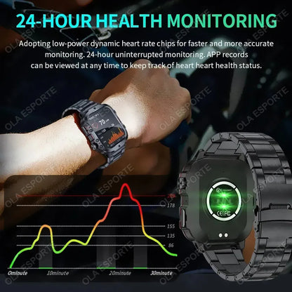 Military Smart Watch Men Outdoor Sports Fitness Tracker