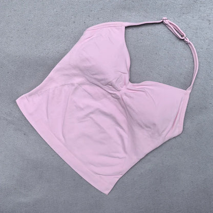 Adjustable Strappy Gym Top Backless Scrunch Bra Removable Cups