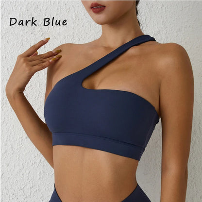 Sexy sports Bra One Shoulder Yoga Bra Detachable