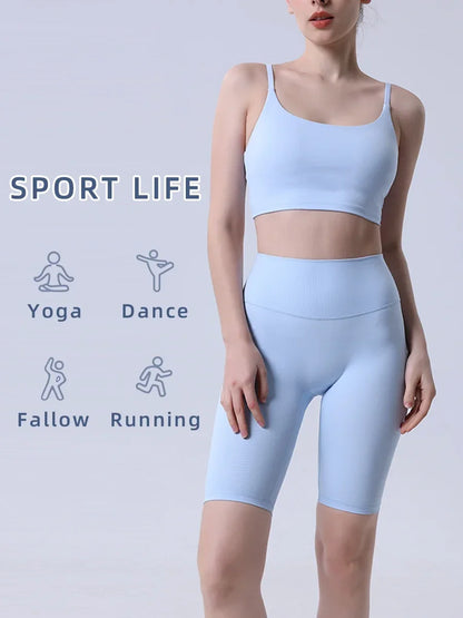 2 Piece Set Push Up Sports Bra and Short Leggings