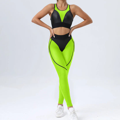 Patchwork Suit for Fitness Elastic Breathable Sport Set