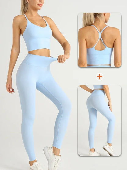 2 Piece Yoga  Set Push Up Sports Bra Leggings