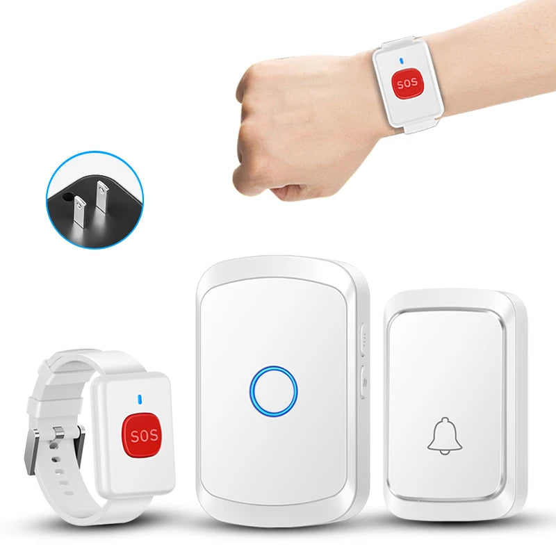 Wireless Elderly Caregiver Pager SOS Call Button Watch Wireless Doorbell