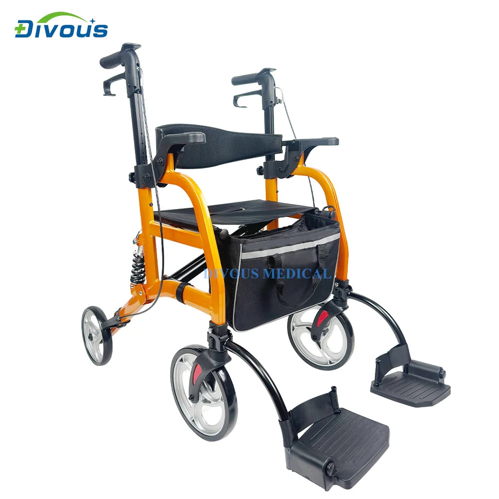 Lightweight Folding Four-wheel Chair Elderly  Walker Rollators With Seat