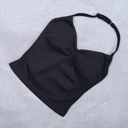 Adjustable Strappy Gym Top Backless Scrunch Bra Removable Cups