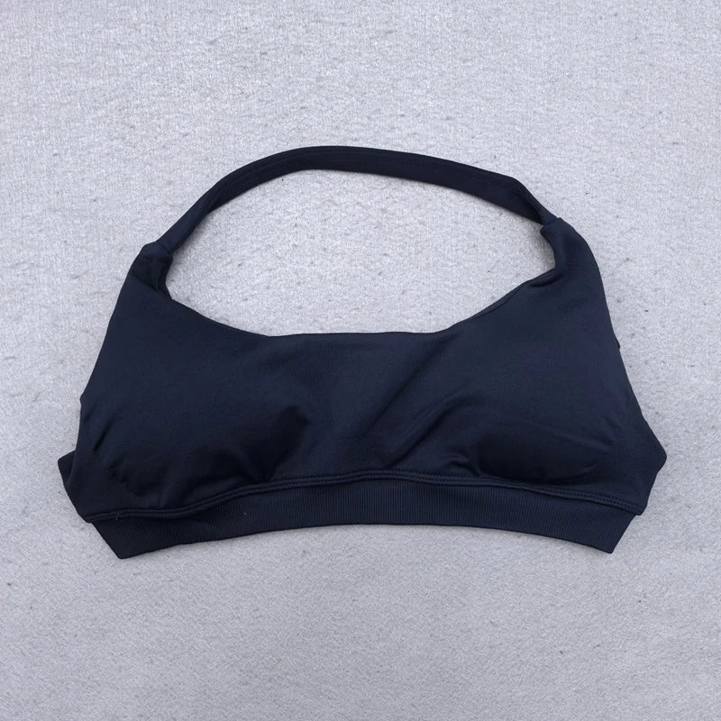 Halter Seamless Yoga Bra Padded Backless Crop Top Push Up