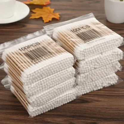 100pcs Per Pack, 5 Packs, Double-ended Cotton Swabs
