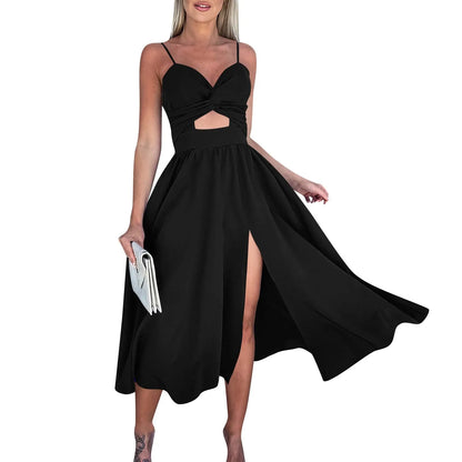 sexy party dresses V-Neck Big Swing Slimming Backless Sleeveless
