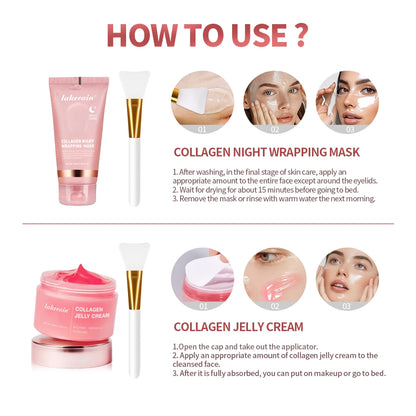 75ml Collagen Peel-off Mask Night Wrapping Facial Mud Firming mask Daily 100g Collagen Jelly Cream