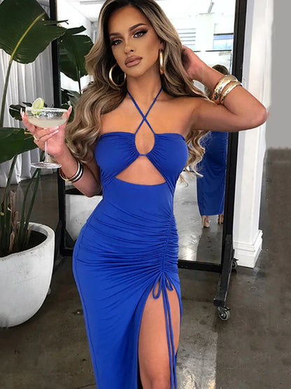Sleeveless Sexy Female Midi Backless Dresses Slim
