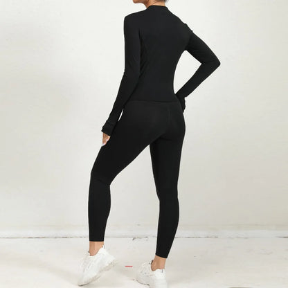 2 Pcs Gym Set  Jacket With Matching Leggings