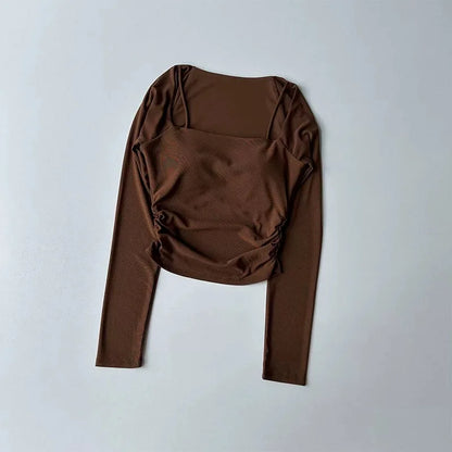 Sports Tops Fixed Chest Pads Mesh Splicing Slimming Long Sleeves