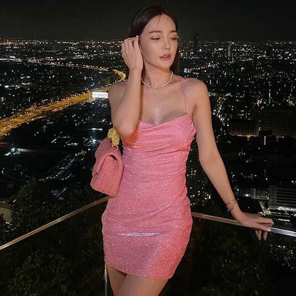 Women's Dresses Glitter Backless Strappy Dress