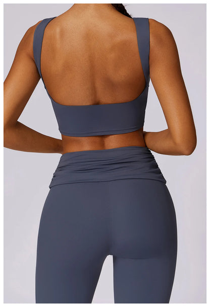 Sports Bra  Open Back Yoga Breathable Slim Fit  Tank Top With Removable Pads