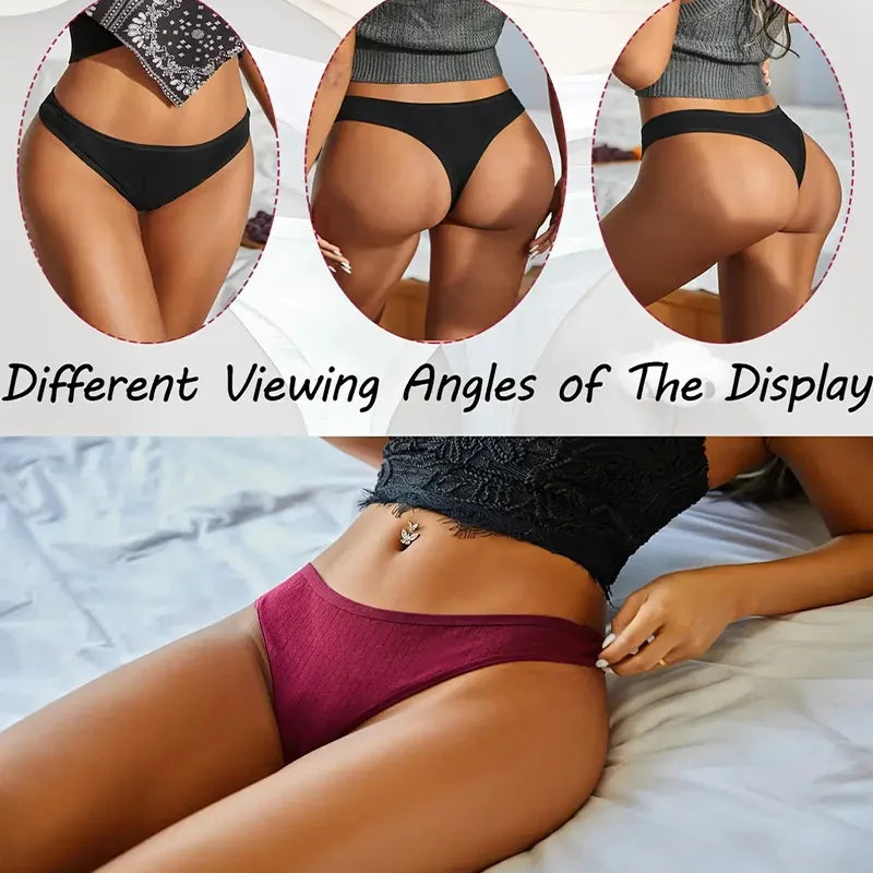 6Pcs/Set Women Cotton Thongs Panties Low Rise G-String