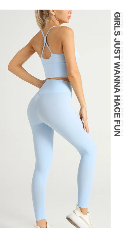 2 Piece Yoga  Set Push Up Sports Bra Leggings