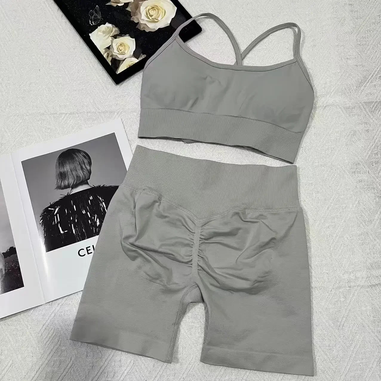 2 Women's Yoga Suits  Sports Bra with Impact Shorts