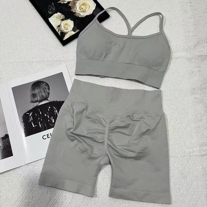 2 Women's Yoga Suits  Sports Bra with Impact Shorts