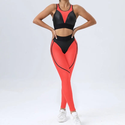 Patchwork Suit for Fitness Elastic Breathable Sport Set