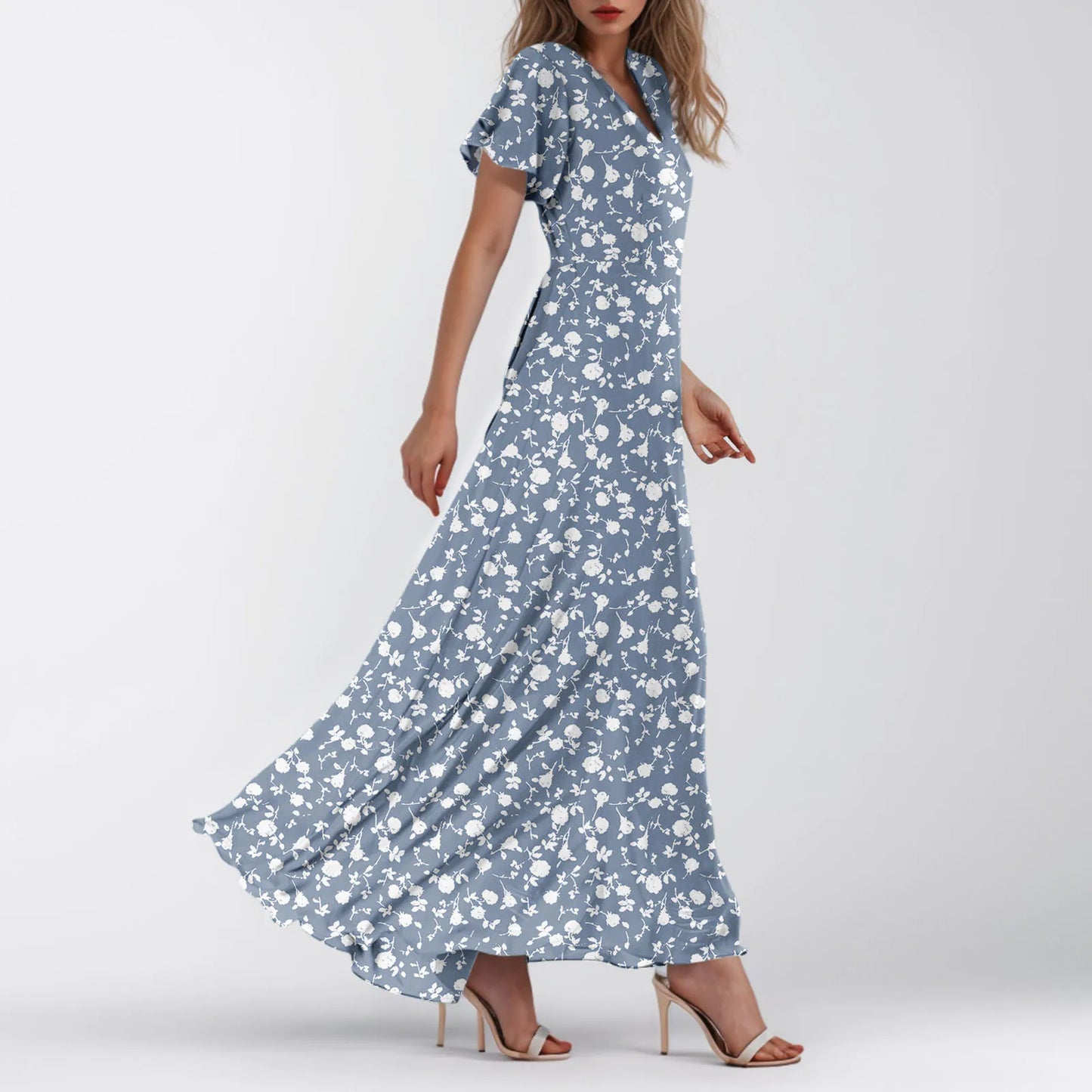Short Sleeve Maxi Dresses Cute Floral