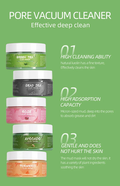 Green Tea Rose Avocado Facial Mask Clay Mud Masks