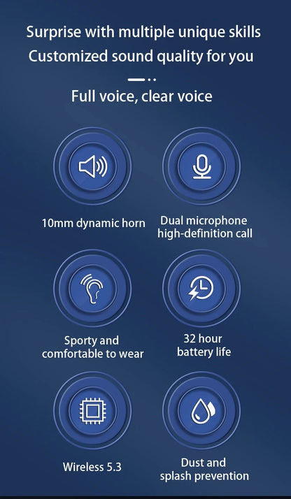 Ture Wireless Earbuds Ear Hook Sports HiFI Stereo Waterproof  With Mic