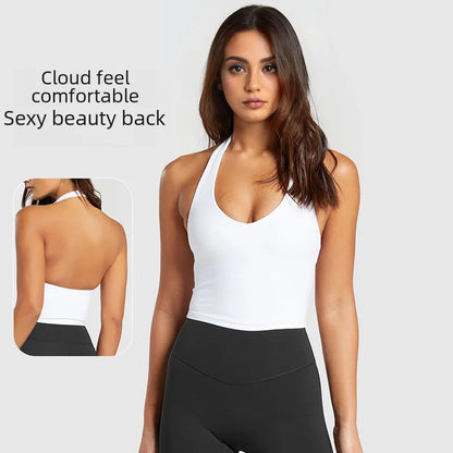 Women's Sports Halter Neck Tank Top; Shockproof Anti-sagging Back