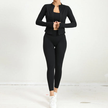 2 Pcs Gym Set  Jacket With Matching Leggings