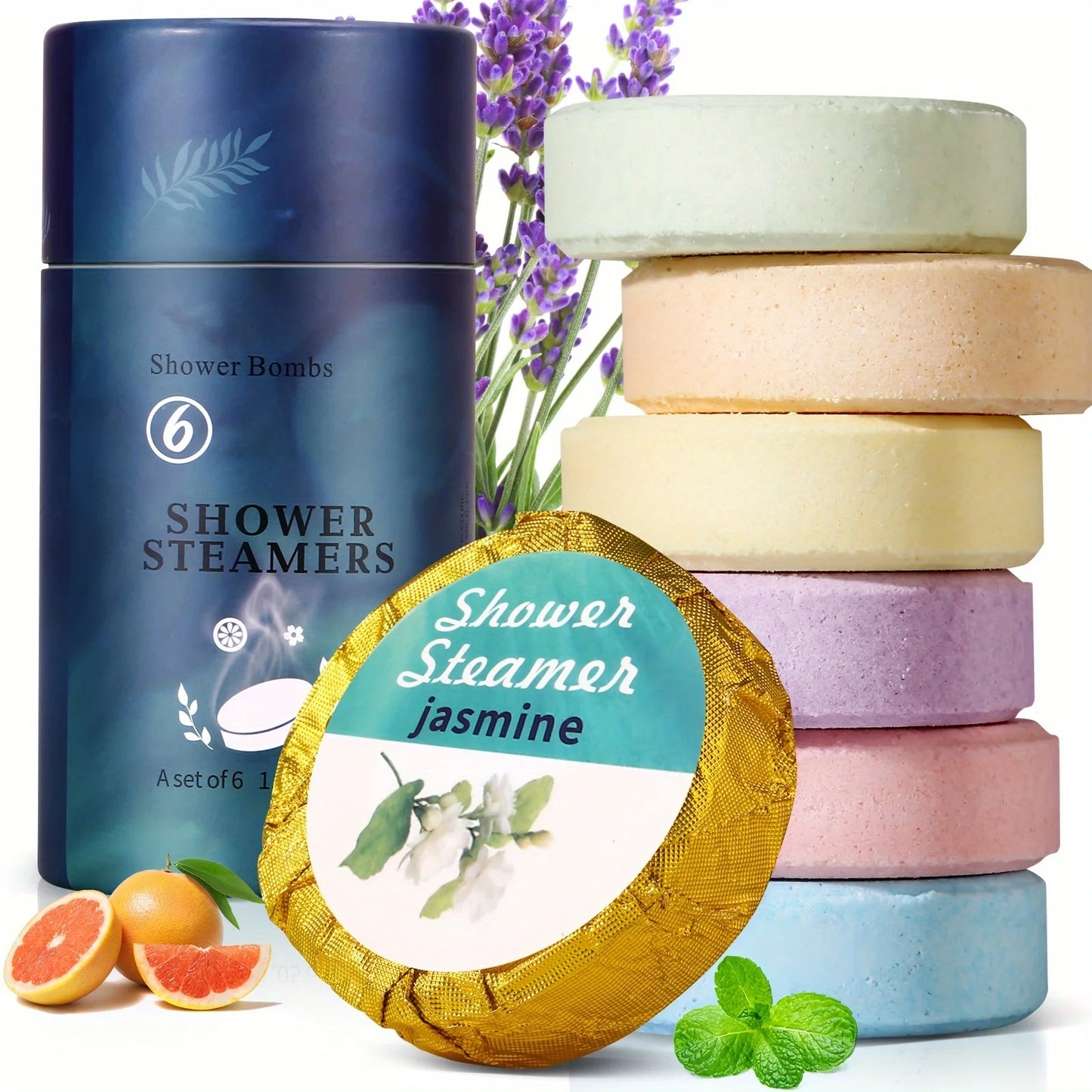6-Pack Aromatherapy Shower Steamers 6 Scents Bath Bombs Self-Care Essential Oil