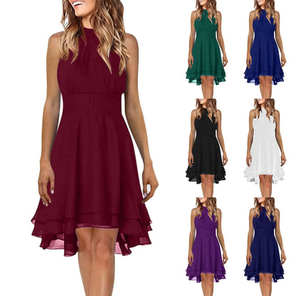 Solid Color Sexy Off-Shoulder Sleeveless Dress