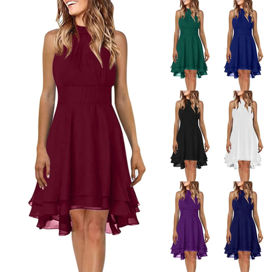 Solid Color Sexy Off-Shoulder Sleeveless Dress