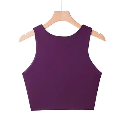 Sexy Slim Tops O-neck Sleeveless Double Nylon Tank Tops 6 Colors