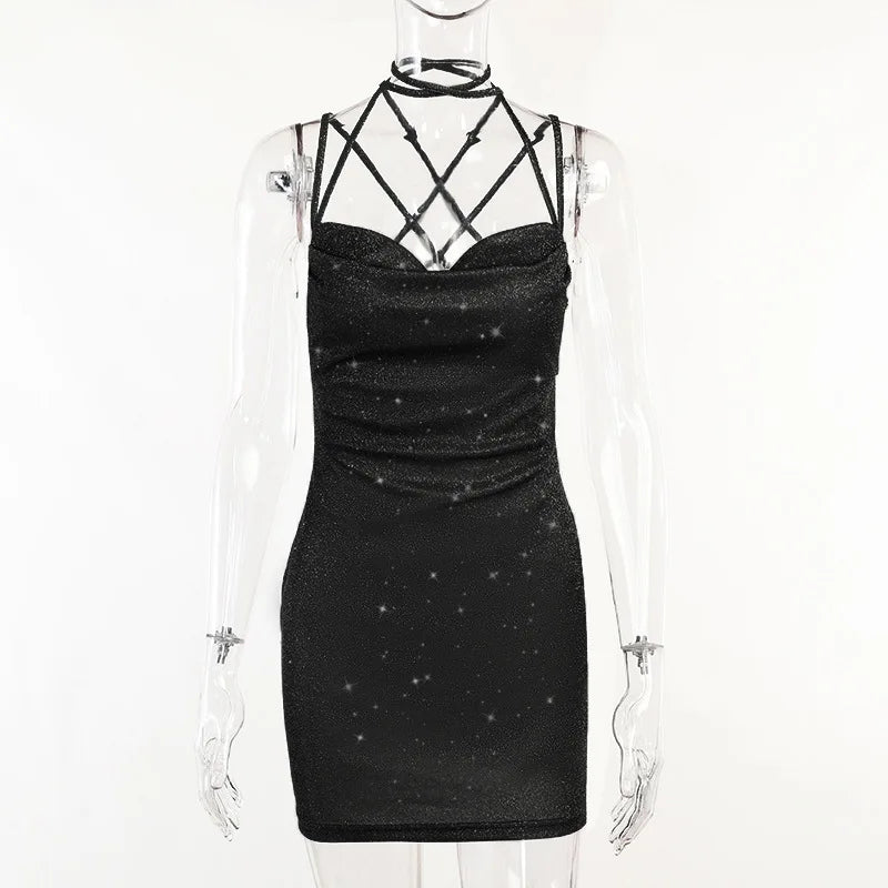 Women's Dresses Glitter Backless Strappy Dress