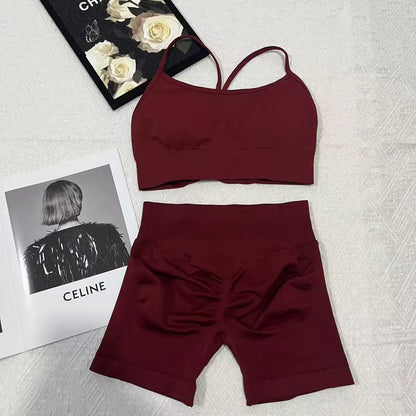 2 Women's Yoga Suits  Sports Bra with Impact Shorts