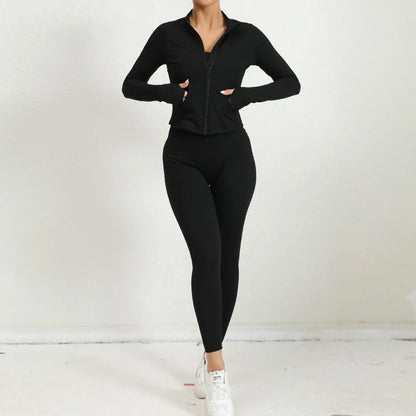 2 Pcs Gym Set  Jacket With Matching Leggings