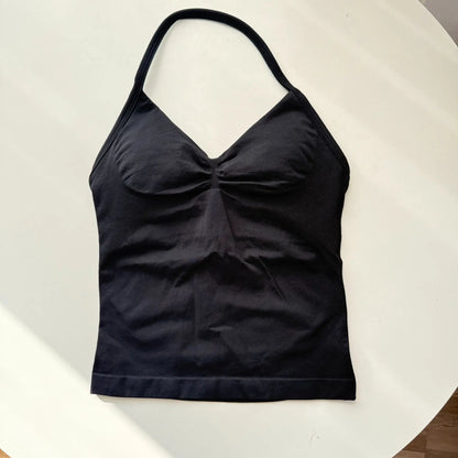 Strappy Yoga Top - Backless  Built-in Bra & Removable Cups for Running