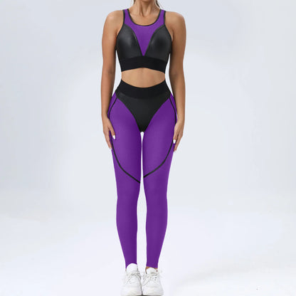 Patchwork Suit for Fitness Elastic Breathable Sport Set