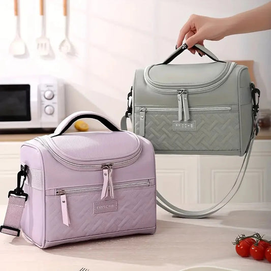 Large Insulated Lunch Bag Cooler Hand washable durable polyester with padded shoulder strap for work, school, picnics